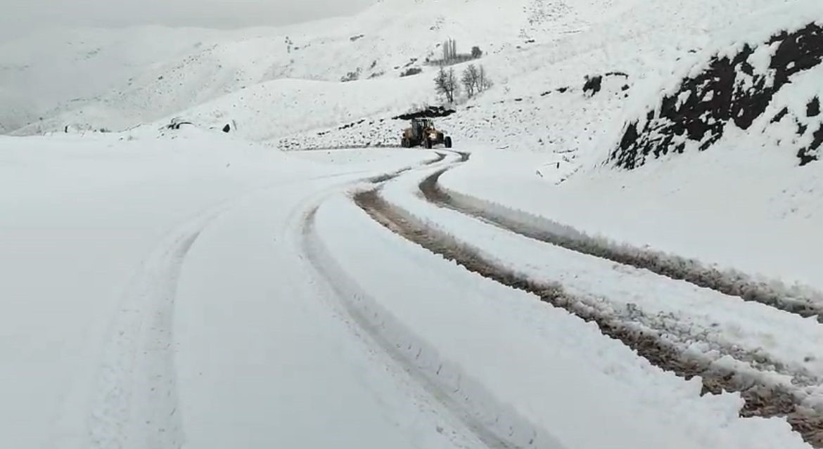 SİİRT'İN PERVARİ İLÇESİNDE ETKİLİ OLAN KAR YAĞIŞI YOLLARI BEYAZA BÜRÜDÜ. YOLDA MAHSUR KALAN...