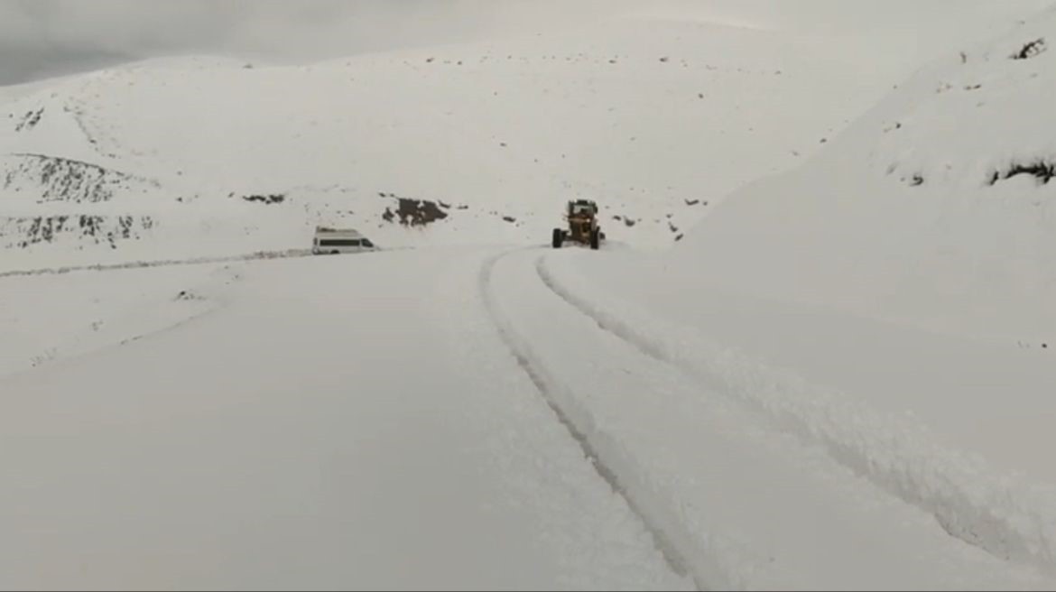 SİİRT'İN PERVARİ İLÇESİNDE ETKİLİ OLAN KAR YAĞIŞI YOLLARI BEYAZA BÜRÜDÜ. YOLDA MAHSUR KALAN...