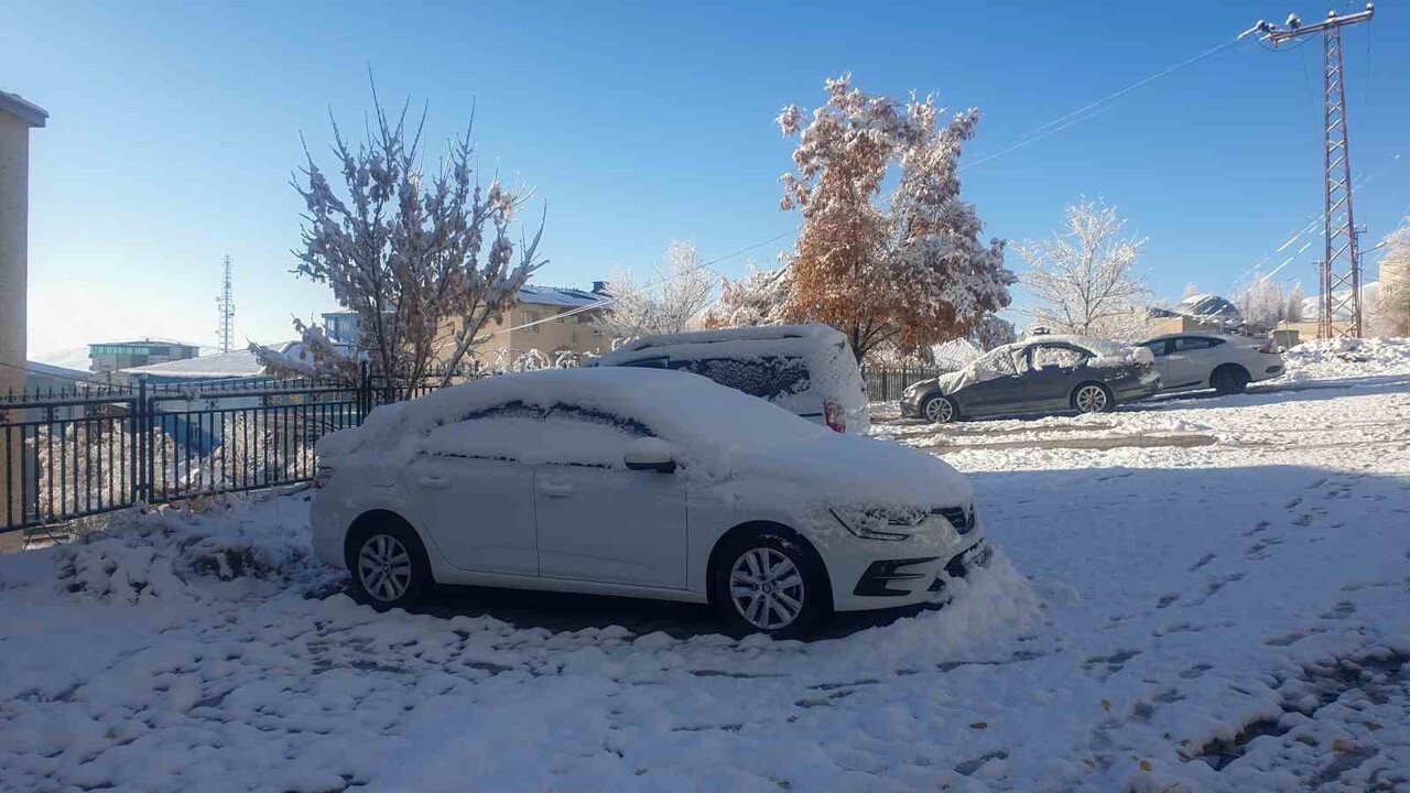 VAN'IN BAŞKALE İLÇESİ ETKİLİ OLAN KAR YAĞIŞI NEDENİYLE BEYAZA BÜRÜNDÜ.