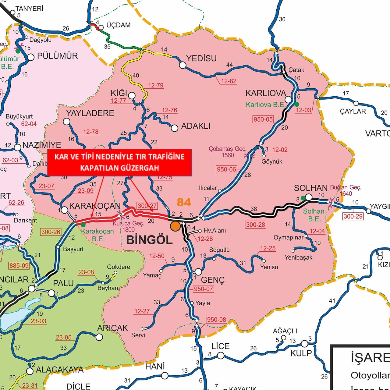 BİNGÖL’DE BAZI YOLLAR KAR YAĞIŞI NEDENİYLE TRAFİĞİNE KAPATILDI