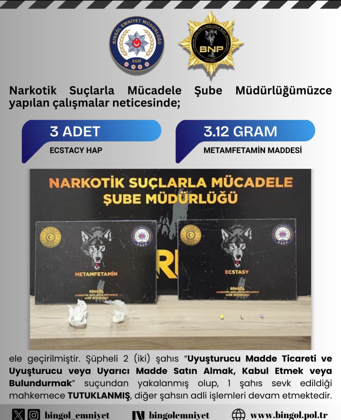 – BİNGÖL’DE UYUŞTURUCU OPERASYONU: 1 TUTUKLAMA