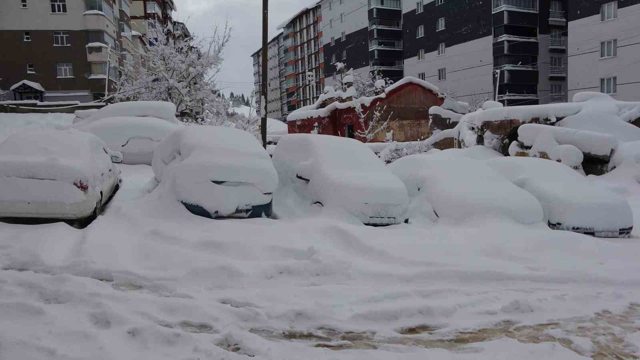 BİTLİS’TE GÜNLERDİR YAĞAN KAR YAĞIŞI NEDENİYLE TEK KATLI EVLER, ARABALAR VE YÖN LEVHALARI KARDAN...