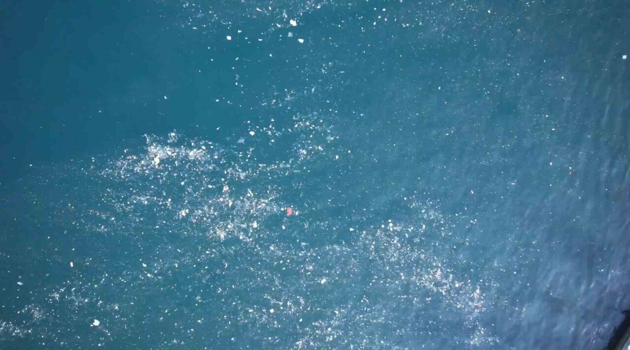 FATİH’TE BULUNAN BALAT SAHİLİNDE DENİZ YÜZEYİNDE ÇÖPLERİN YÜZDÜĞÜ VE DENİZ ANALARININ OLDUĞU...