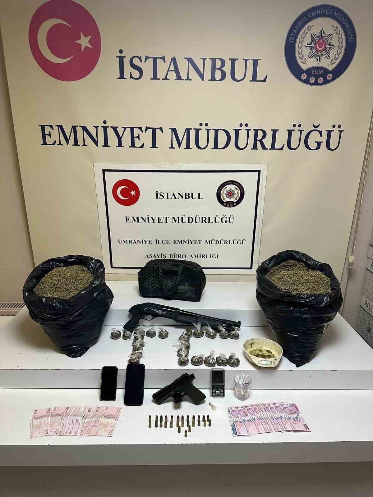 İSTANBUL'UN ÜMRANİYE İLÇESİNDE BİR UYUŞTURUCU SATICISINA AİT EVE DÜZENLENEN OPERASYONDA, 10...
