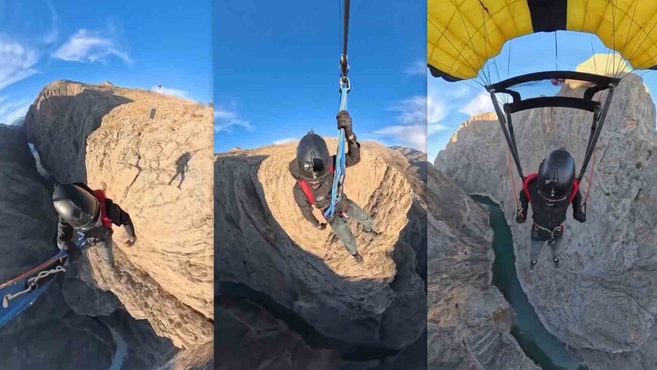 KARANLIK KANYON’DA BASE JUMP ATLAYIŞI NEFES KESTİ