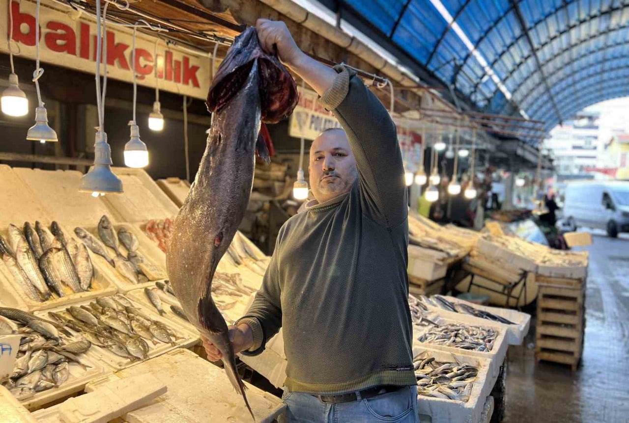 MERSİN BALIKÇILAR DERNEĞİ BAŞKANI ADNAN POLAT, "SEZONUN EN BÜYÜK BALIĞI" DEDİ.