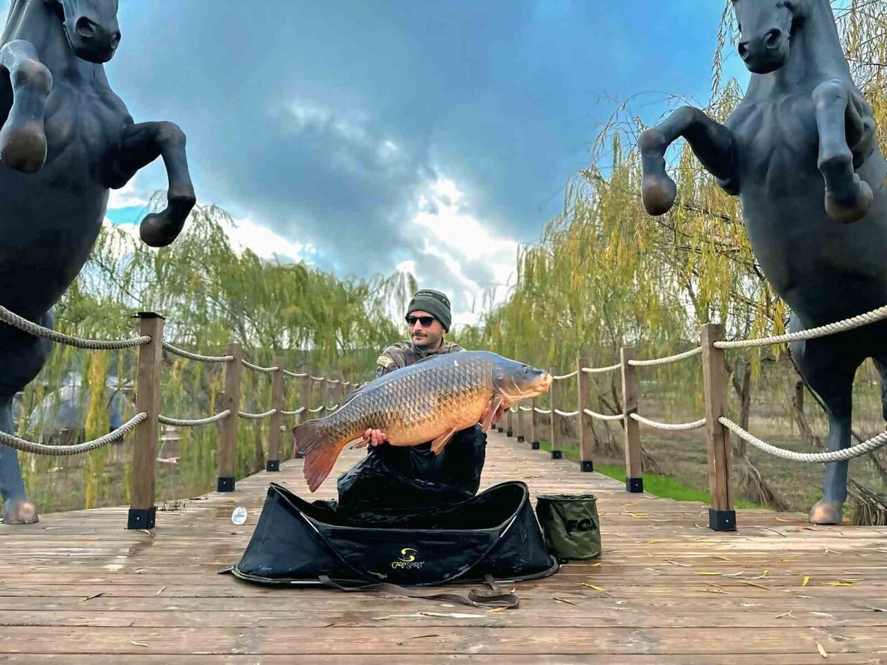 PELİTOZU GÖLETİ'NDE 21,5 KİLOLUK DDEV SAZAN "YAKALA-BIRAK" YÖNTEMİYLE SUYA GERİ BIRAKILDI