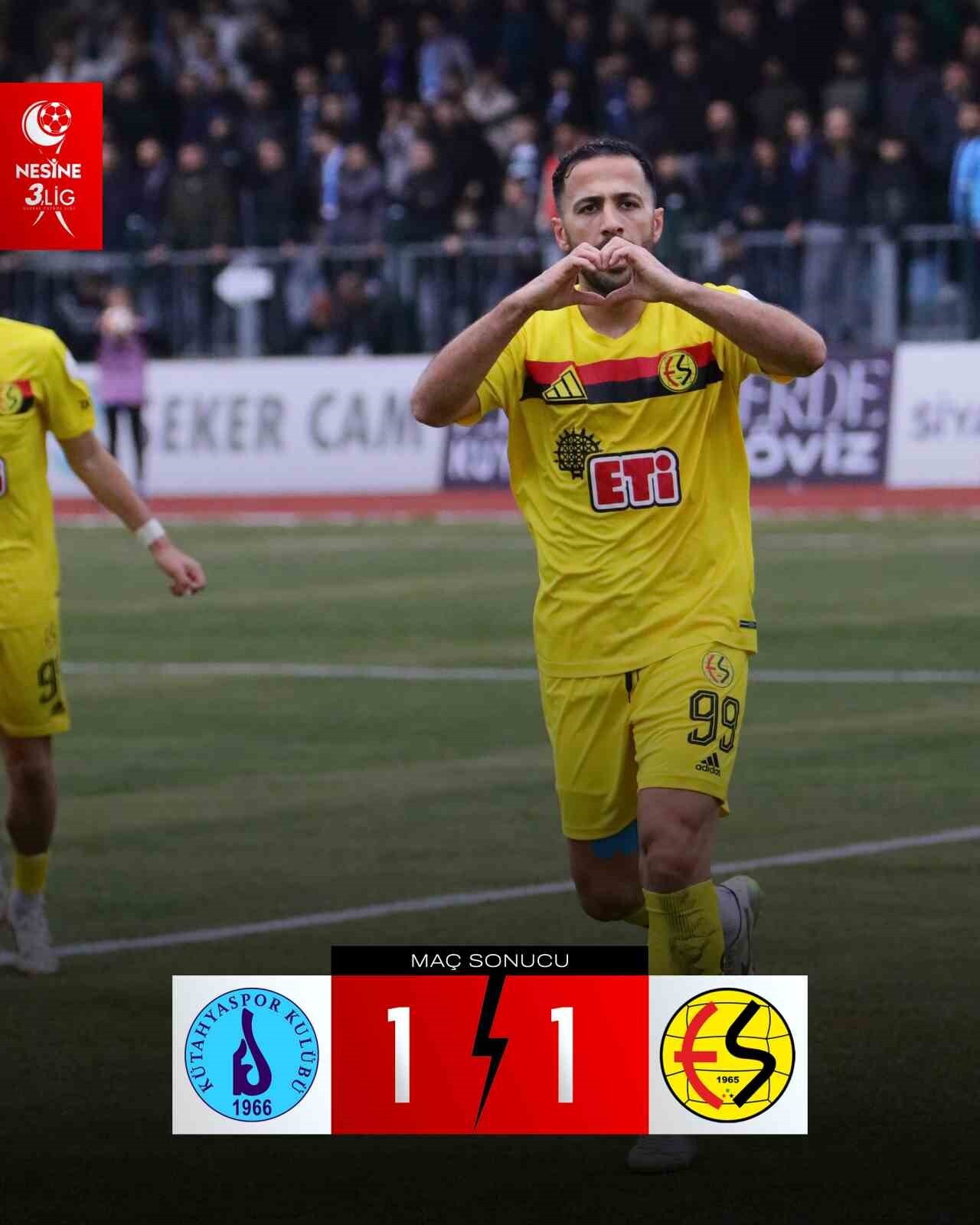 TFF 3. LİG'İN 13. HAFTASINDA ESKİŞEHİRSPOR, DEPLASMANDA KARŞILAŞTIĞI KÜTAHYASPOR İLE 1-1 BERABERE...