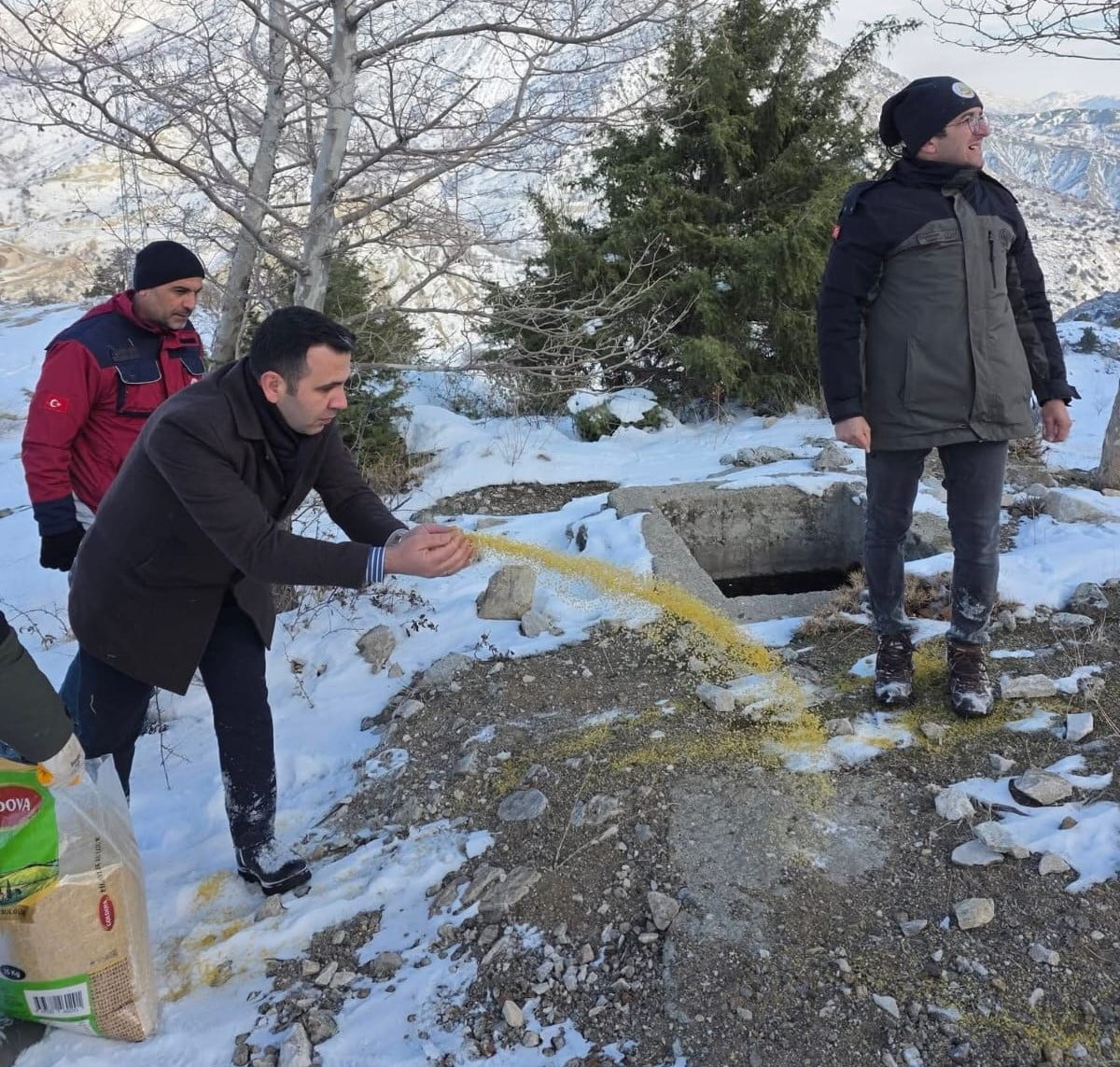 ADIYAMAN’IN GÖLBAŞI İLÇESİNDE ETKİLİ OLAN YOĞUN KAR YAĞIŞI NEDENİYLE, YABAN HAYVANLARININ OLUMSUZ...
