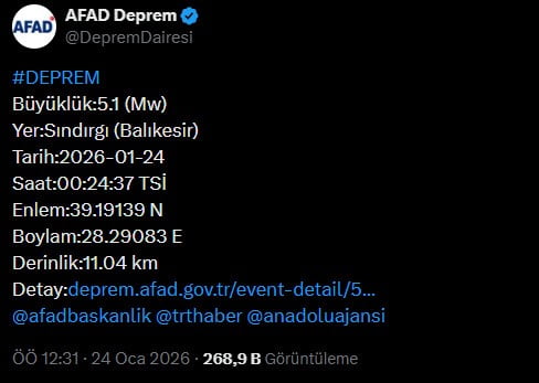 BALIKESİR VALİLİĞİ'NDEN DEPREM AÇIKLAMASI