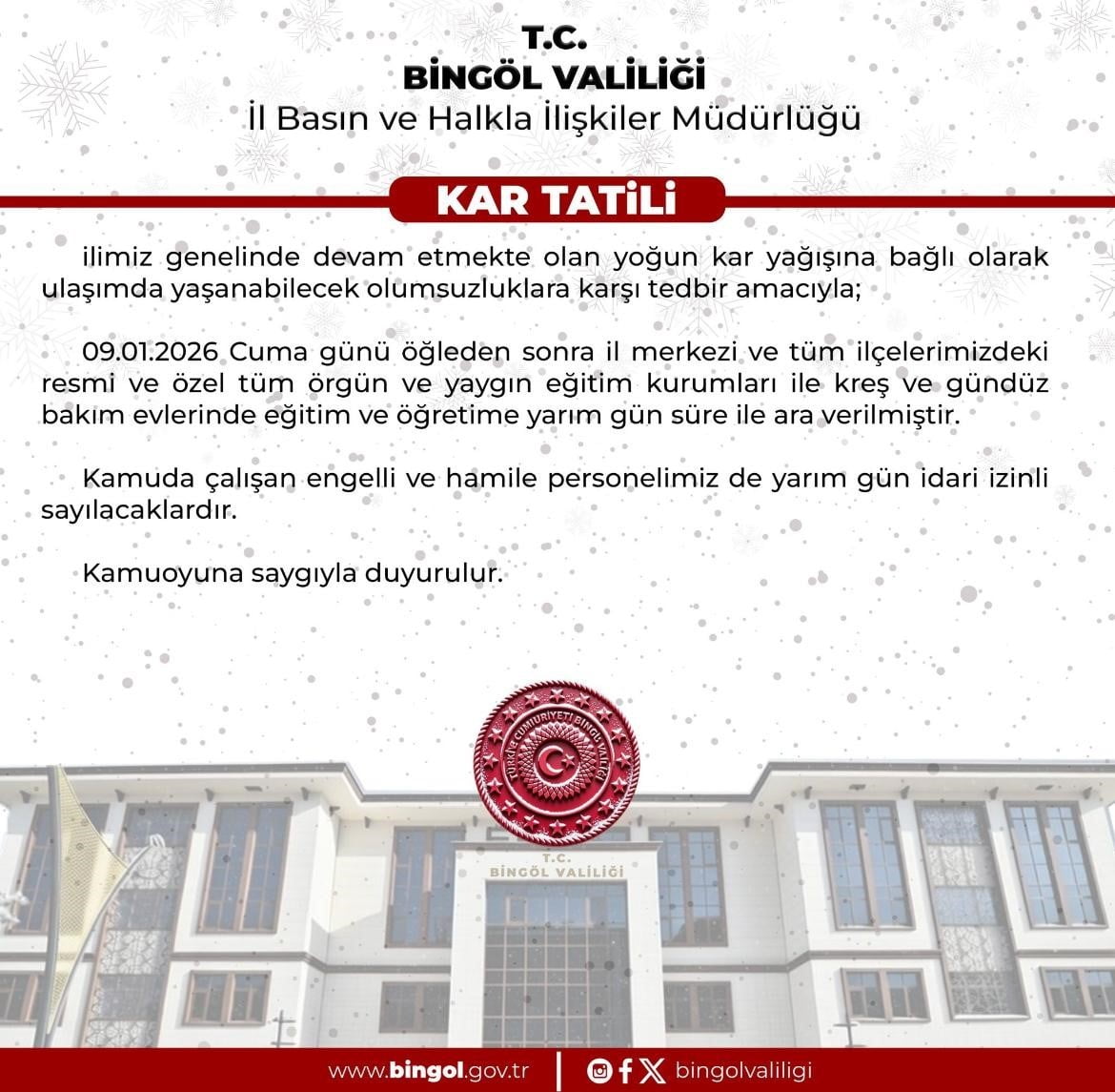 BİNGÖL’DE EĞİTİME ARA VERİLDİ