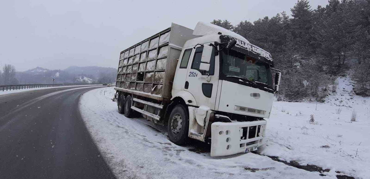 BOLU'NUN MUDURNU İLÇESİNDE KAMYON İLE HAFİF TİCARİ ARACIN ÇARPIŞMASI SONUCU MEYDANA GELEN KAZADA 2...