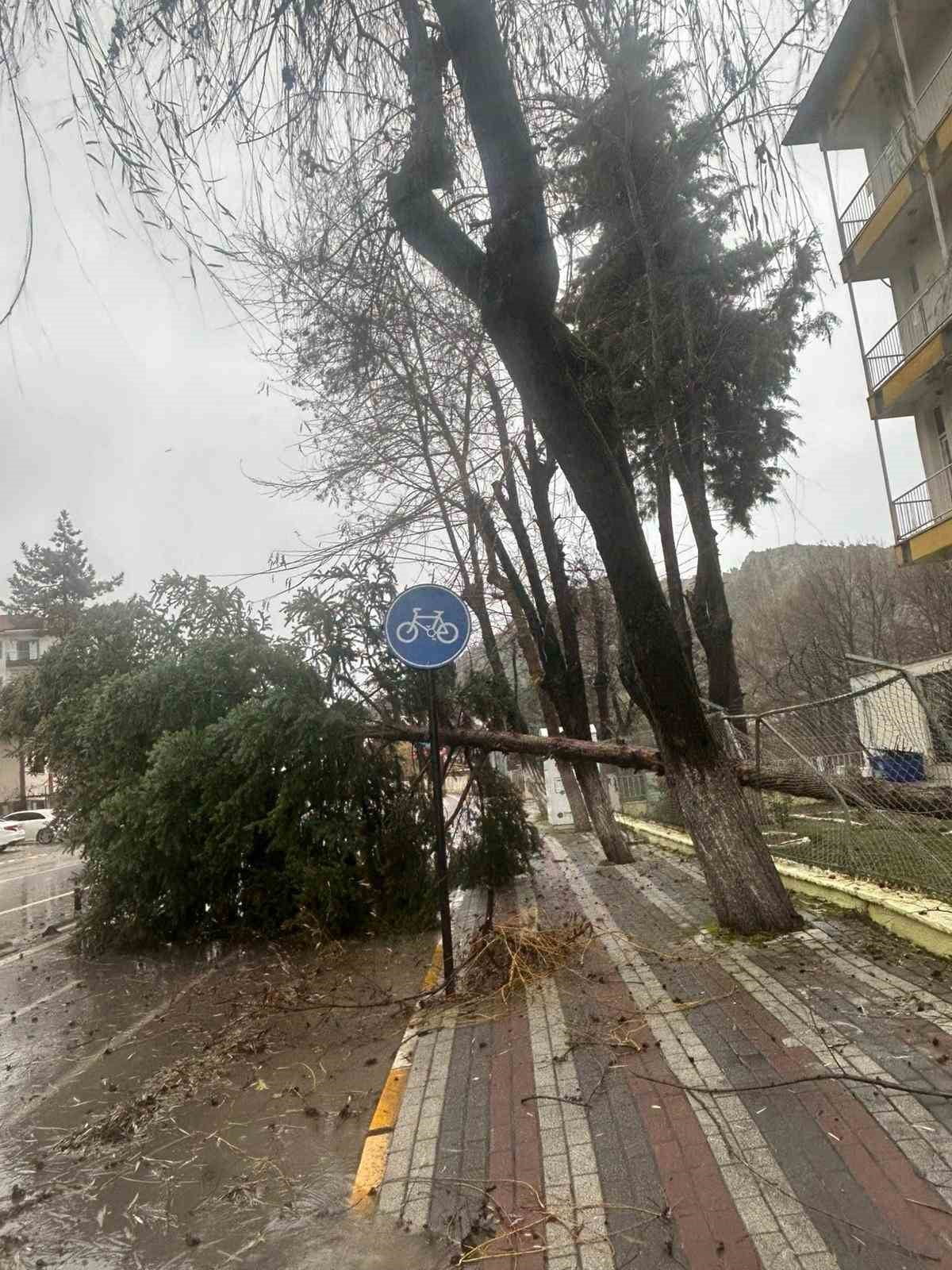 DURSUNBEY'DE FIRTINA AĞAÇLARI VE ÇATILARI UÇURDU
