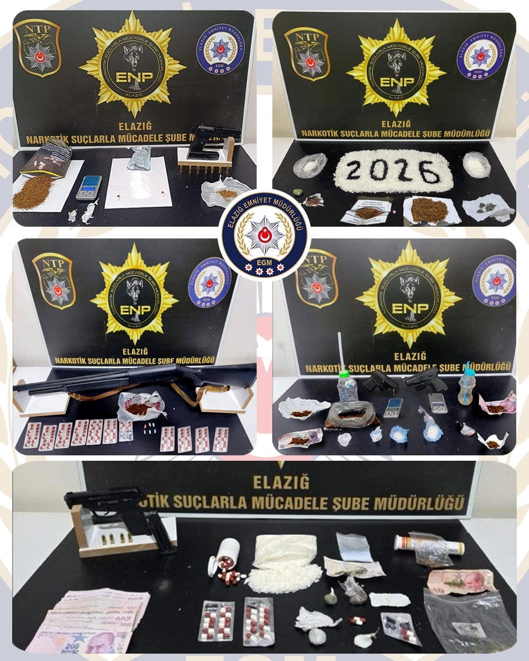 ELAZIĞ CUMHURİYET BAŞSAVCILIĞI KOORDİNESİNDE EMNİYET EKİPLERİNCE YÜRÜTÜLEN UYUŞTURUCU VE RUHSATSIZ...