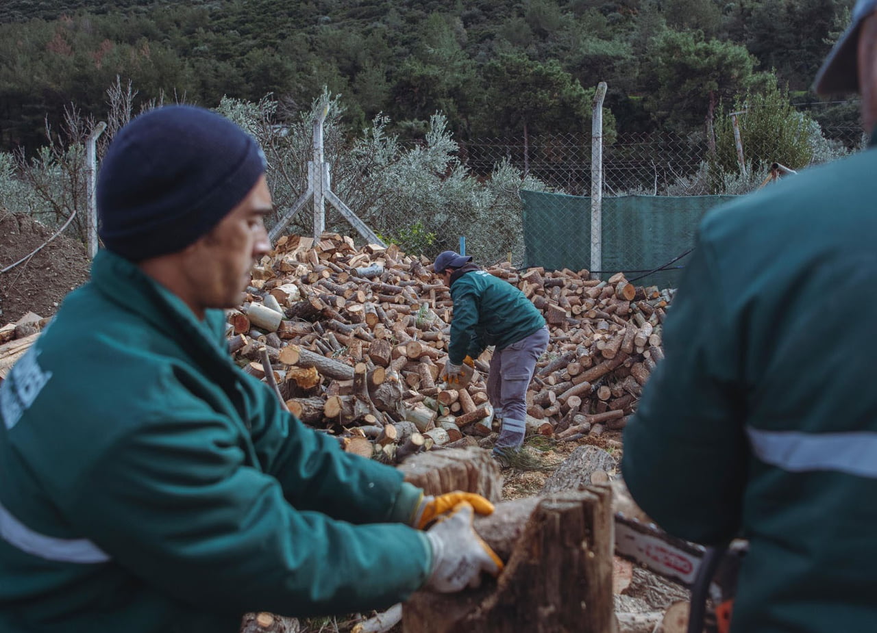 KUŞADASI'NDA AĞAÇ ATIKLARI İHTİYAÇ SAHİPLERİ İÇİN YAKACAĞA DÖNÜŞÜYOR