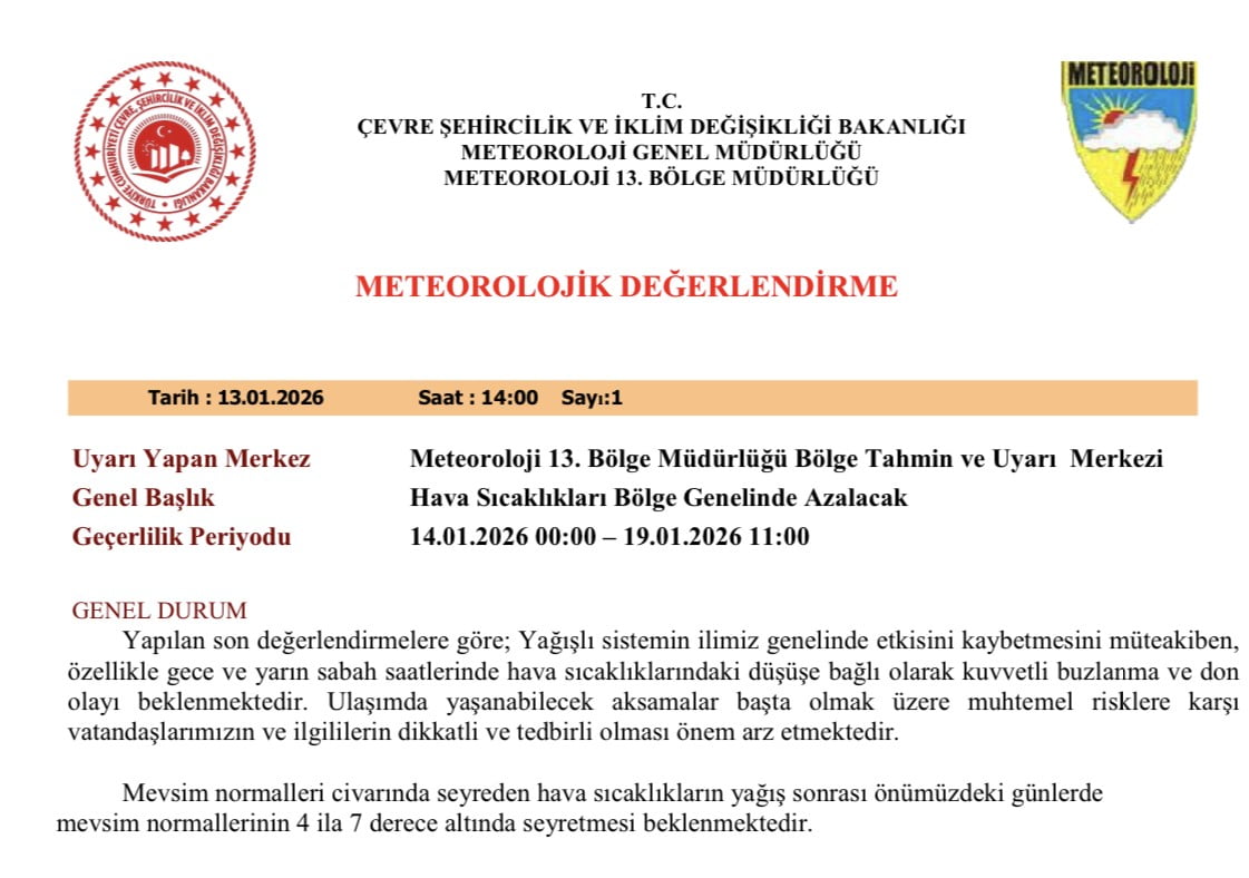 METEOROLOJİDEN UYARI