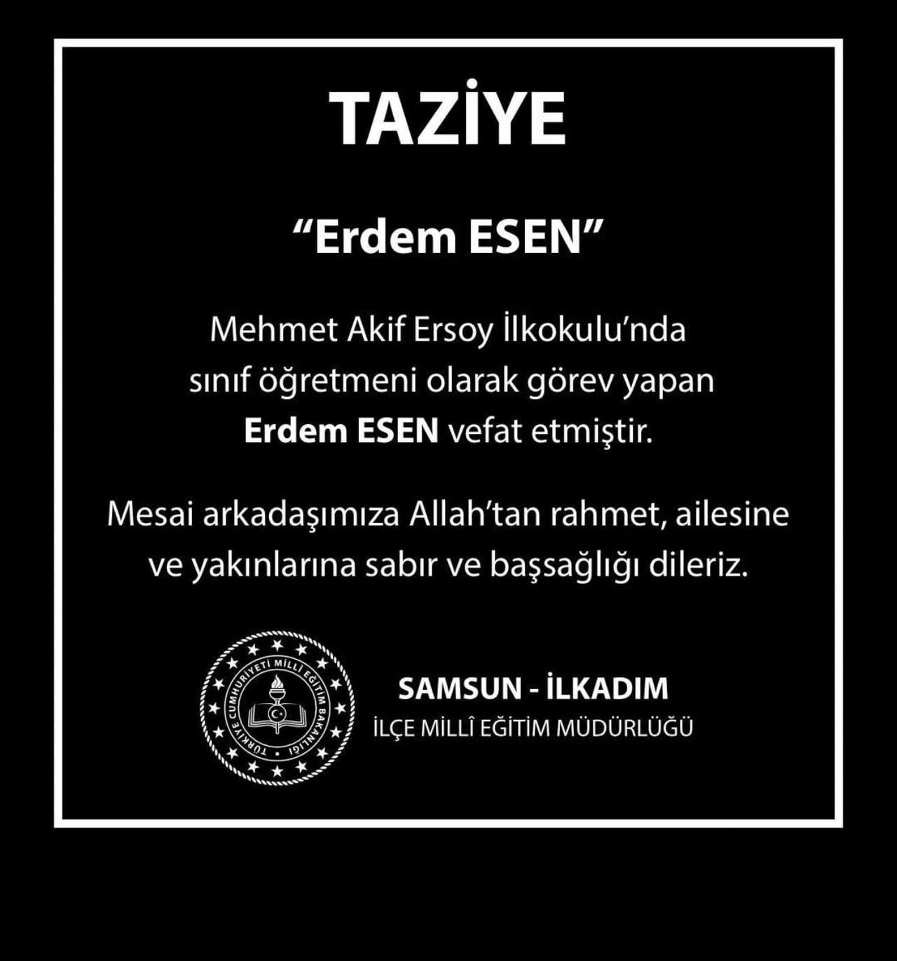 SAMSUN’UN İLKADIM İLÇESİNDE BULUNAN MEHMET AKİF ERSOY İLKOKULU’NDA GÖREV YAPAN SINIF ÖĞRETMENİ...