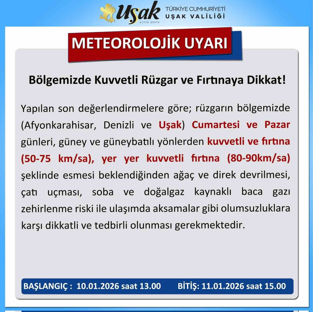 UŞAK VALİLİĞİ AÇIKLAMA.