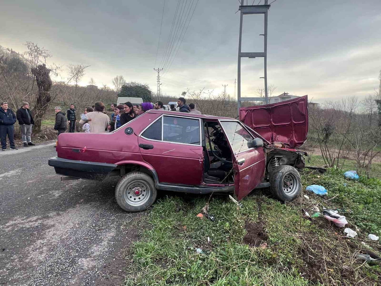 ZONGULDAK (İHA) - ZONGULDAK'IN ALAPLI İLÇESİNDE KONTROLDEN ÇIKAN OTOMOBİL AYDINLATMA DİREĞİNE...