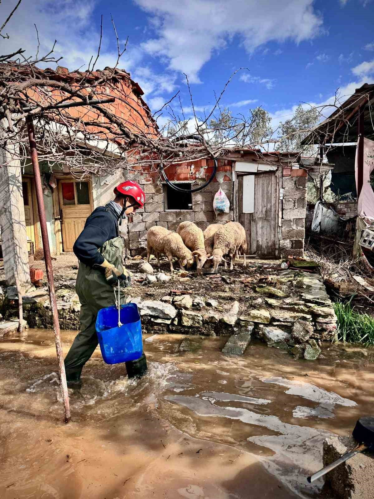 SAĞANAK YAĞIŞLARA KARŞI SAHADA OLAN İZMİR BÜYÜKŞEHİR BELEDİYESİ EKİPLERİ, TÜM CANLILARI KORUYARAK...